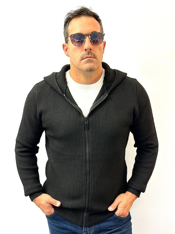 Cardigan spesso Alone con zip e cappuccio