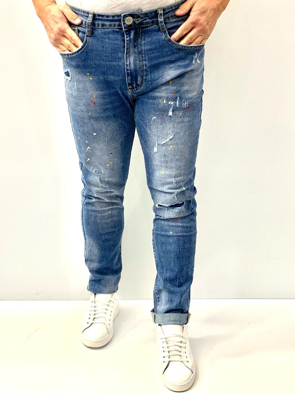 Jeans Alone con micropitture colorate
