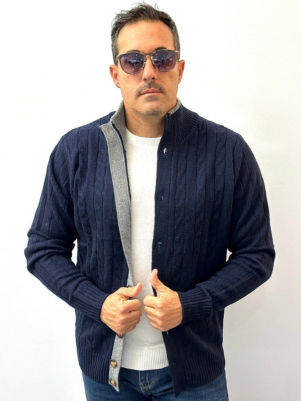 Cardigan spesso irreversible in viscosa e lana