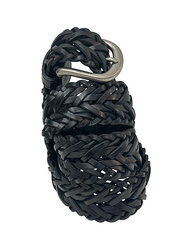 Cintura in pelle intrecciata Nero