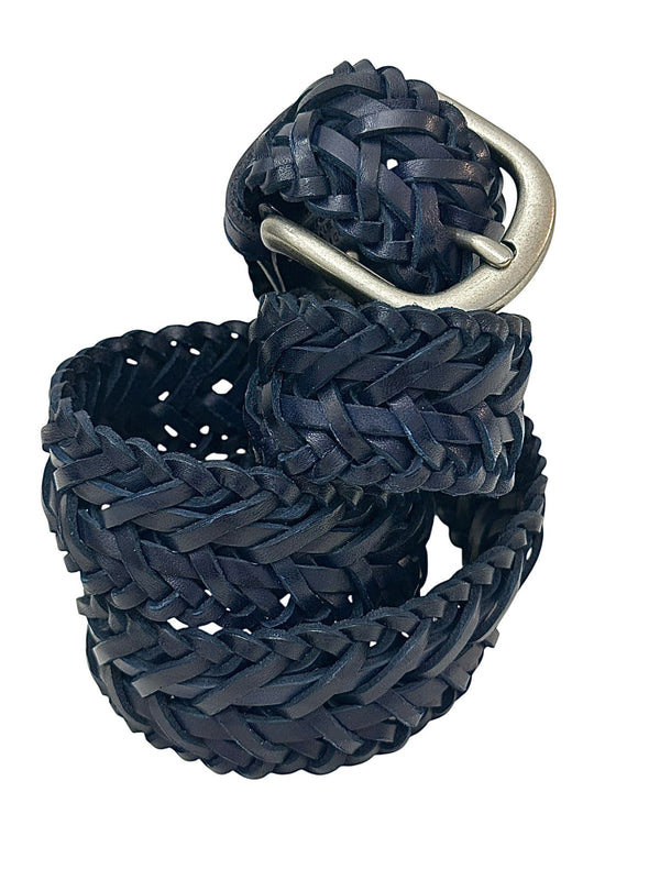 Cintura in pelle intrecciata Blu